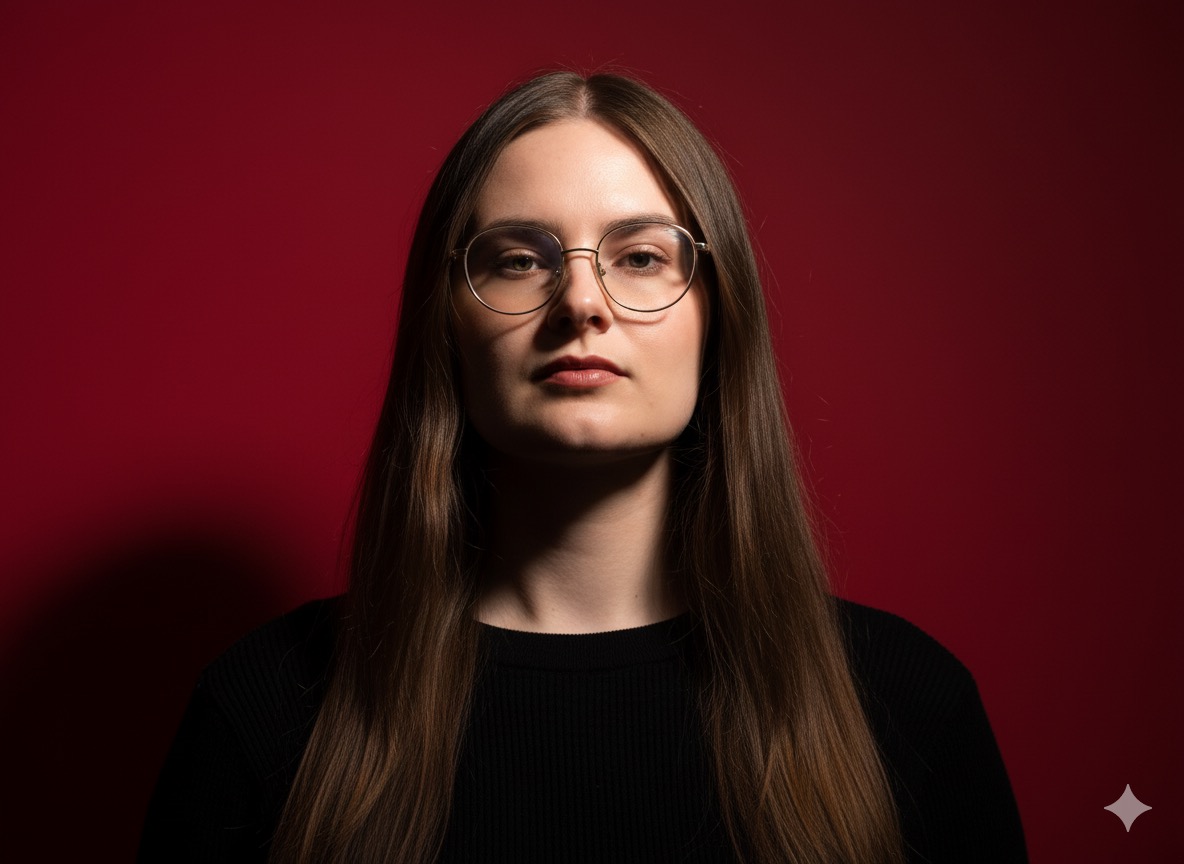 Anete Zepa on a red brakgorund